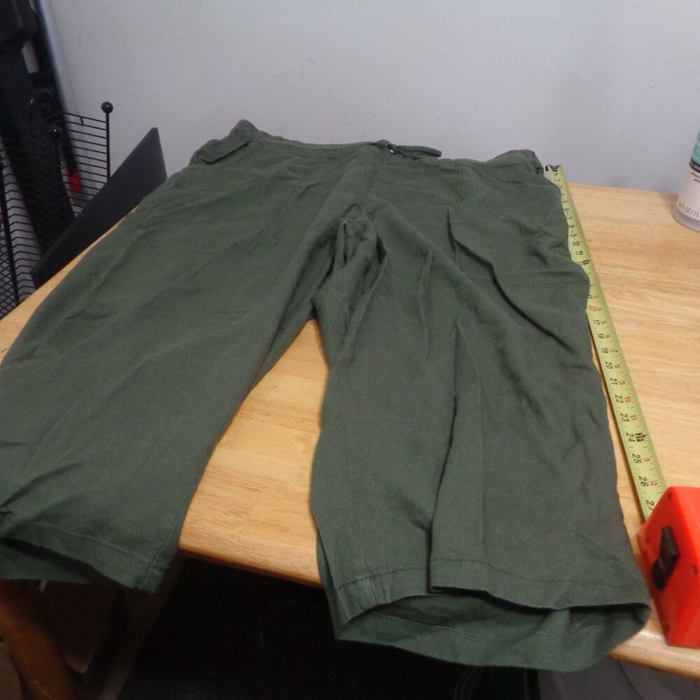 Evans khaki crop linen blend trousers Sz 22